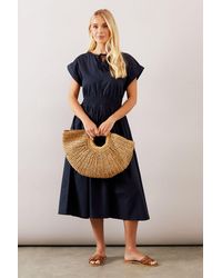 Wallis - Petite Shirred Waist Midi Dress - Lyst