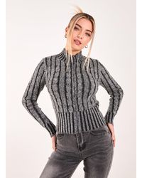 Pink Vanilla - High Neck Zip Up Cable Knit - Lyst