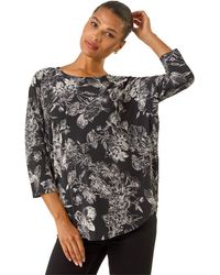 Roman - Floral Puff Print Stretch Top - Lyst