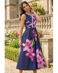 Roman - Floral Premium Stretch Midi Dress - Lyst