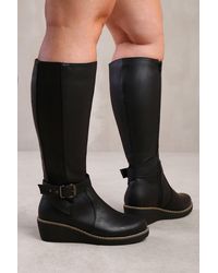 Where's That From - Wide Calf Wedge Knee-High Boots - Lyst