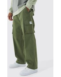 BoohooMAN - Relaxed Fit Fixed Waist Woven Tab Cargo Pants - Lyst