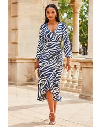 Sosandar - Animal & Chain Print Ruffle Hem Wrap Dress - Lyst