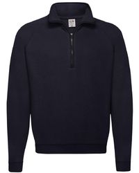 Fruit Of The Loom - Zip Neck Sweatshirt Top (Deep) - Lyst