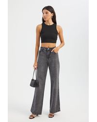 Hiccup - Stone Embellished Mid Rise Wide Leg Jeans - Lyst