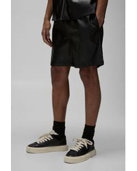 BoohooMAN - Relaxed Fit Elasticated Waist Pu Checkerboard Short - Lyst