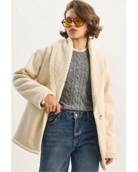 Bianco Lucci - Faux Fur Detailed Buttoned Coat - Lyst