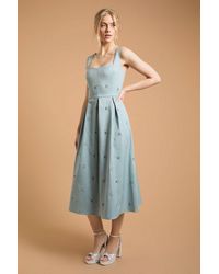 Oasis - Embellished Sweetheart Midi Dress - Lyst