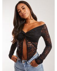 Pink Vanilla - Lace Butterfly Long Sleeve Top - Lyst