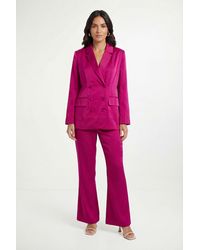 Wallis - Petite Satin Wide Leg Trouser Coord - Lyst