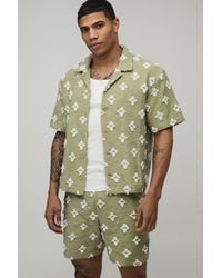 BoohooMAN - Oversized Tufted Woven Shirt & Relaxed Short Set - Lyst