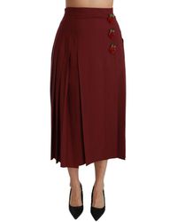 Dolce & Gabbana - High Waist Pleated Maxi Wool Skirt - Lyst