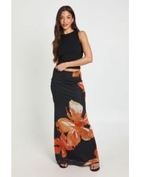 Boohoo - Floral Print Mesh Lined Maxi Skirt - Lyst