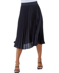 Roman - Petite Pleated Elastic Waist Midi Skirt - Lyst