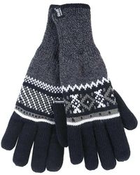 Heat Holders - Striped Nordic Fairisle Zig Zag Knitted Fleece Lined Warm Gloves - Lyst