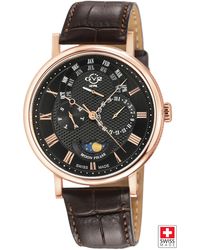 Gv2 - Maestro Iprg Case, Textured Dial, Dark Handmade Italian Leather Strap - Lyst