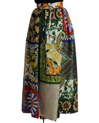 Dolce & Gabbana - Multicolor Silk Patchwork Maxi Rok Voor Dames - Lyst