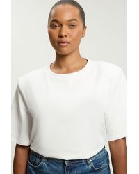 Karen Millen - Plus Size Power Shoulder Jersey T-Shirt - Lyst