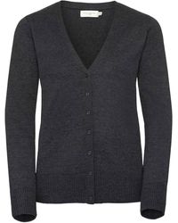 Russell - Russell Collection Damen/Damen Strickjacke Mit V-Ausschnitt (Charcoal Marl) - Lyst