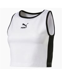 PUMA - Classics T7 Cropped Tank - Lyst