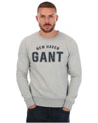 GANT - Logo Crew Neck Sweatshirt In Grijs Marl - Lyst