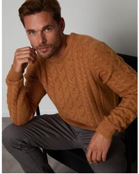 Threadbare - Camel 'darley' Cable Knit Crew Neck Jumper Acrylic/polyester - Lyst