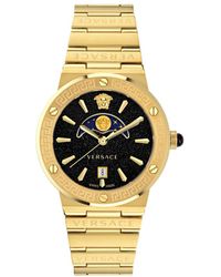 Versace - Greca Logo Moonphase Gold Watch Ve7g00323 Stainless Steel - Lyst