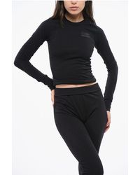 Maison Margiela - Mm6 Salomon Sport T-shirt Met Ronde Hals En Reliëf Ton-on-ton In Zwart - Lyst