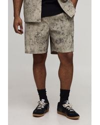 BoohooMAN - Plus Bleach Wash Textured Relaxed Fit Shorts - Lyst