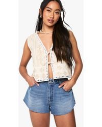 Boohoo - Flippy Wide Leg Denim Short - Lyst