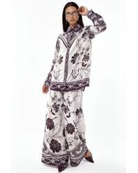 Msn-Collection - Floral Shirt And Wide-Leg Pants Coord - Lyst
