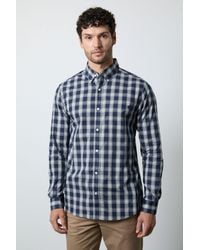MAINE - Plaid Check Long Sleeve Shirt Cotton - Lyst