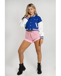 Femme Luxe - Varsity Slogan Contrast Sleeve Bomber - Lyst