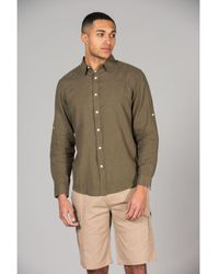 Tokyo Laundry - Green Linen Blend Long Sleeve Button-up Shirt - Lyst