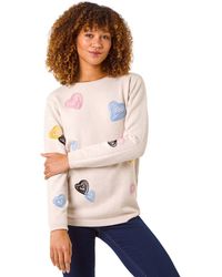 Roman - Heart Stitch Crew Neck Jumper - Lyst