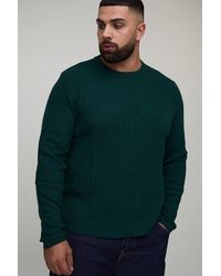BoohooMAN - Plus Basic Regular Fit Ribbed Knitted Jumper - Lyst