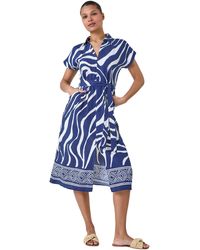 Roman - Animal Border Print Pocket Midi Dress - Lyst