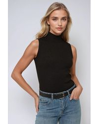 Hiccup - Striped Half Turtleneck Sleeveless Fitted Knit Top - Lyst