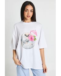 Boohoo - Discoball Cocktail Printed Oversized T-Shirt - Lyst