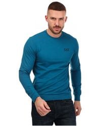 EA7 - Emporio Armani Sweatshirt Met Kleine Ronde Hals En Logo In Blauw - Lyst