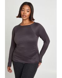Boohoo - Plus Ruched Side Long Sleeve Top - Lyst