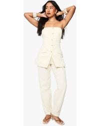 Boohoo - Linen Tailored Straight Leg Trouser - Lyst