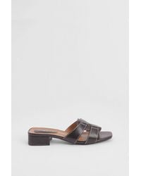 Wallis - Lyla Faux Leather Interwoven Low Block Heeled Mules - Lyst