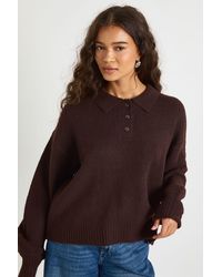 Boohoo - Collared Button Down Oversized Knitted Jumper - Lyst