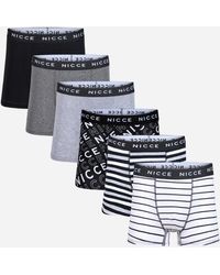 Nicce London - Multi 7-Pack Cotton Rich Boxer Briefs With Logo Waistband And Assorted Patterns - Lyst