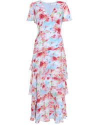 Quiz - Multicoloured Chiffon Frill Maxi Dress - Lyst