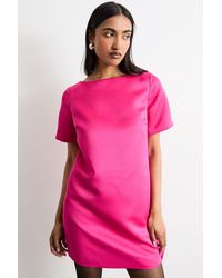 Warehouse - Structured Satin Scoop Back Mini Dress - Lyst