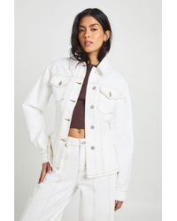 Boohoo - Cinched Waist Seam Detail Denim Jacket - Lyst