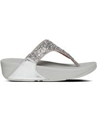 Fitflop - Dames Fit Flop Lulu Summerfoil Toe-thong Sandalen In Zilver - Lyst