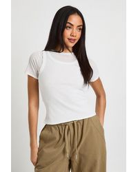 Boohoo - Sherred Textured Rib Double Layered Top - Lyst